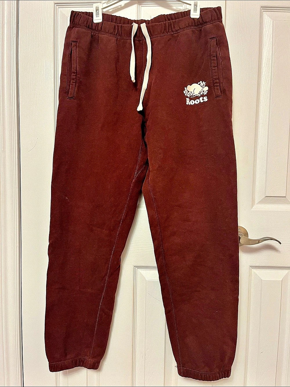 Roots Original Sweatpants Burgandy Jogger Pants Size Large